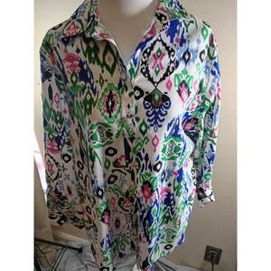Chicos No Iron Button Up Shirt Multicolored Sz 2.5/ 14